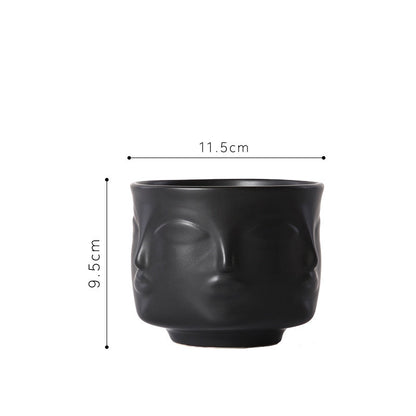 Nordic Style Ceramic Face Design Vase (Multi Colors)