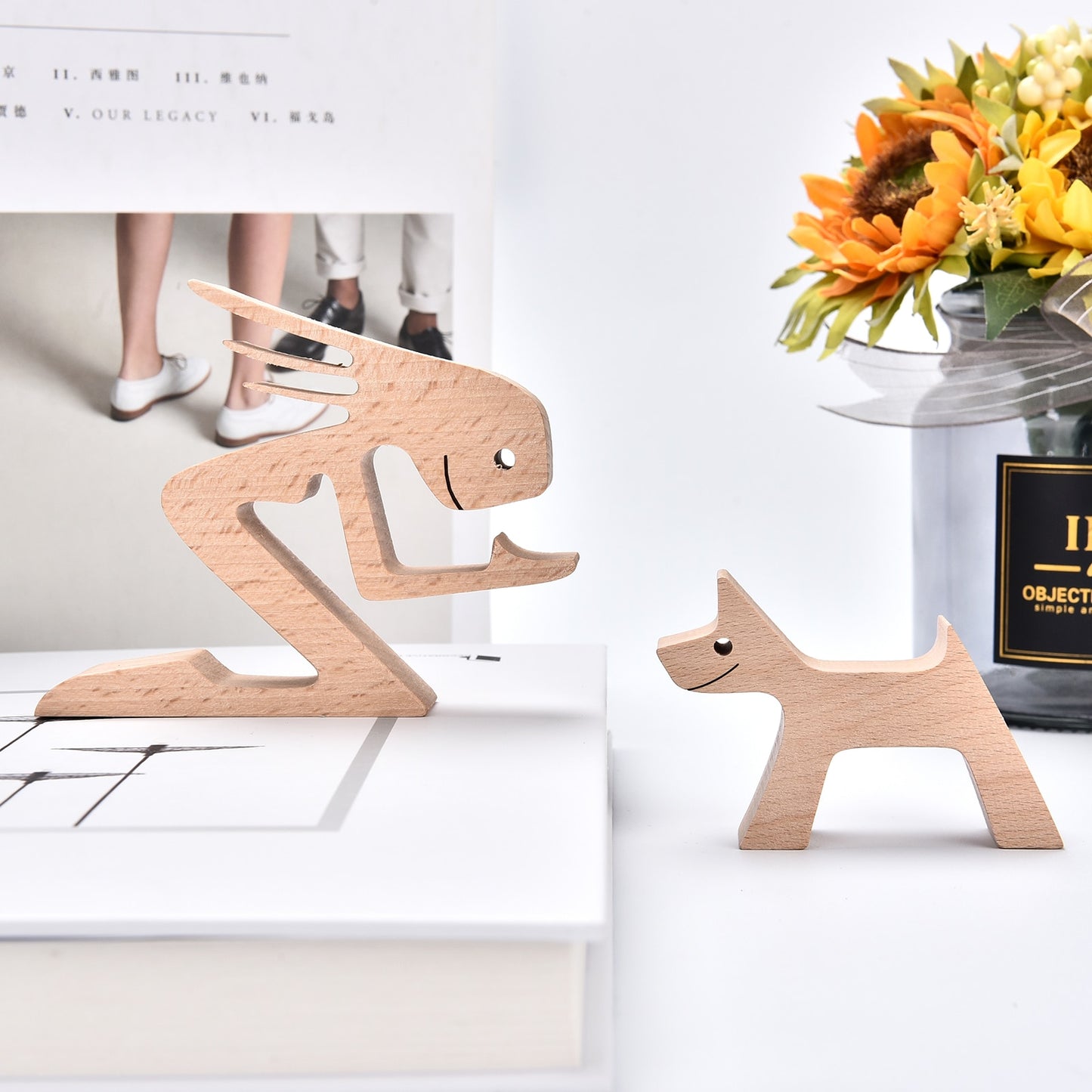 Handmade Wood Dog Decor Sculptures (Multi Styles)