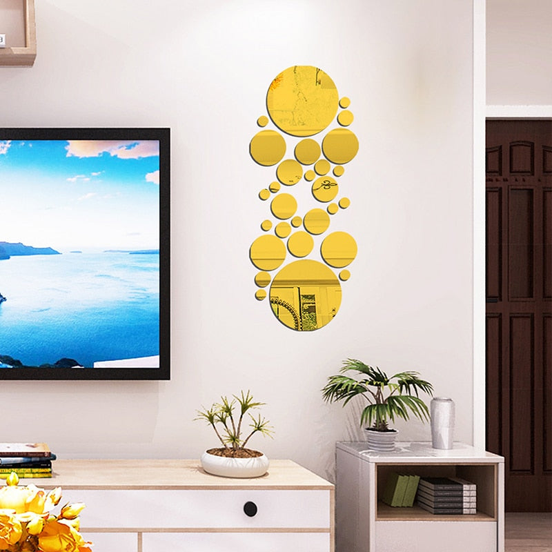 3D Mirror Wall Sticker Love Round Acrylic Wall Sticker DIY