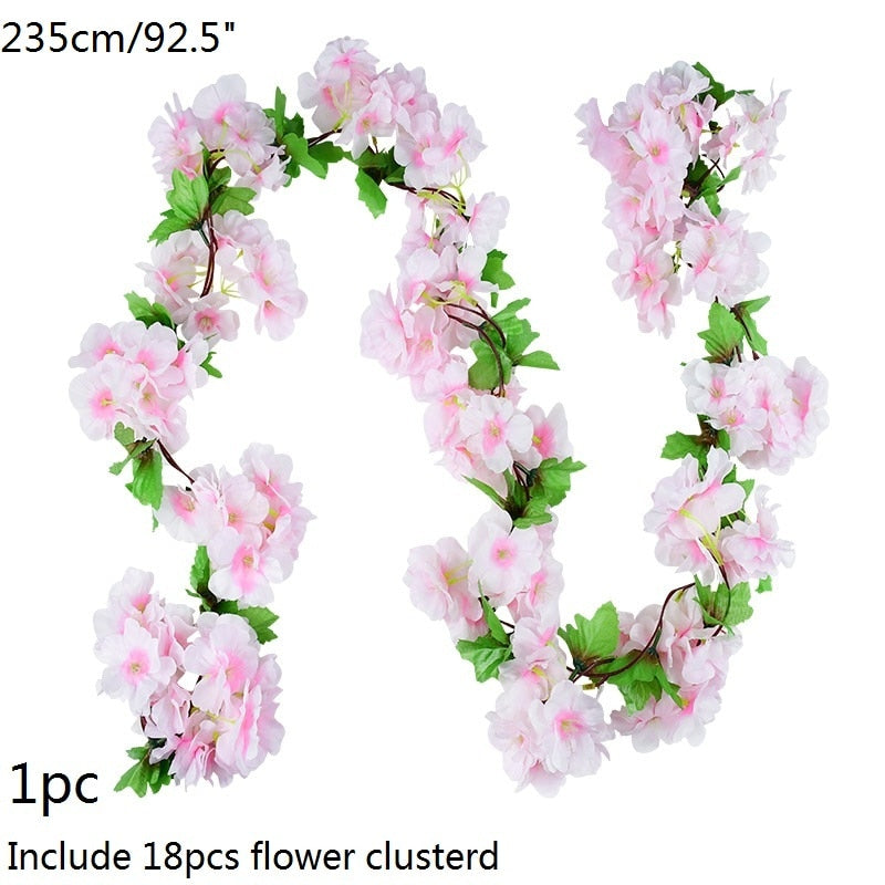 Wisteria Artificial Flower Vine Ivy Leaf Garland Silk Rose Flowers Rattan String Vine Arch Flower Home Garden Decoration