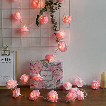 USB/Battery Operated 10/20/40 LED Rose Flower String Lights Artificial Flower Bouquet Garland