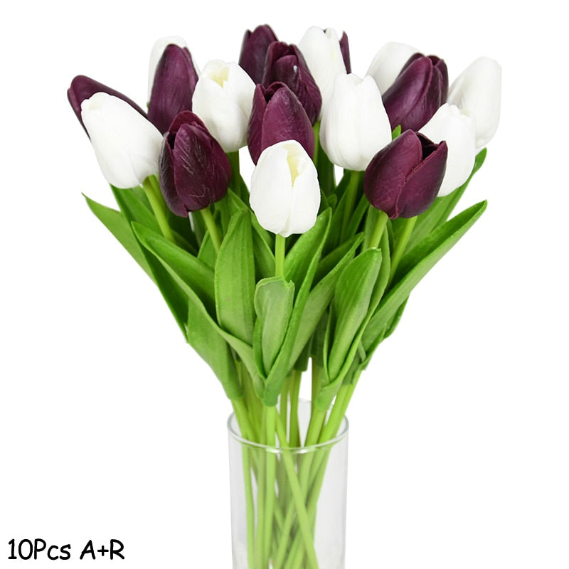 10PCS Tulip Artificial Flower Real Touch Artificial Bouquet PE Fake Flower