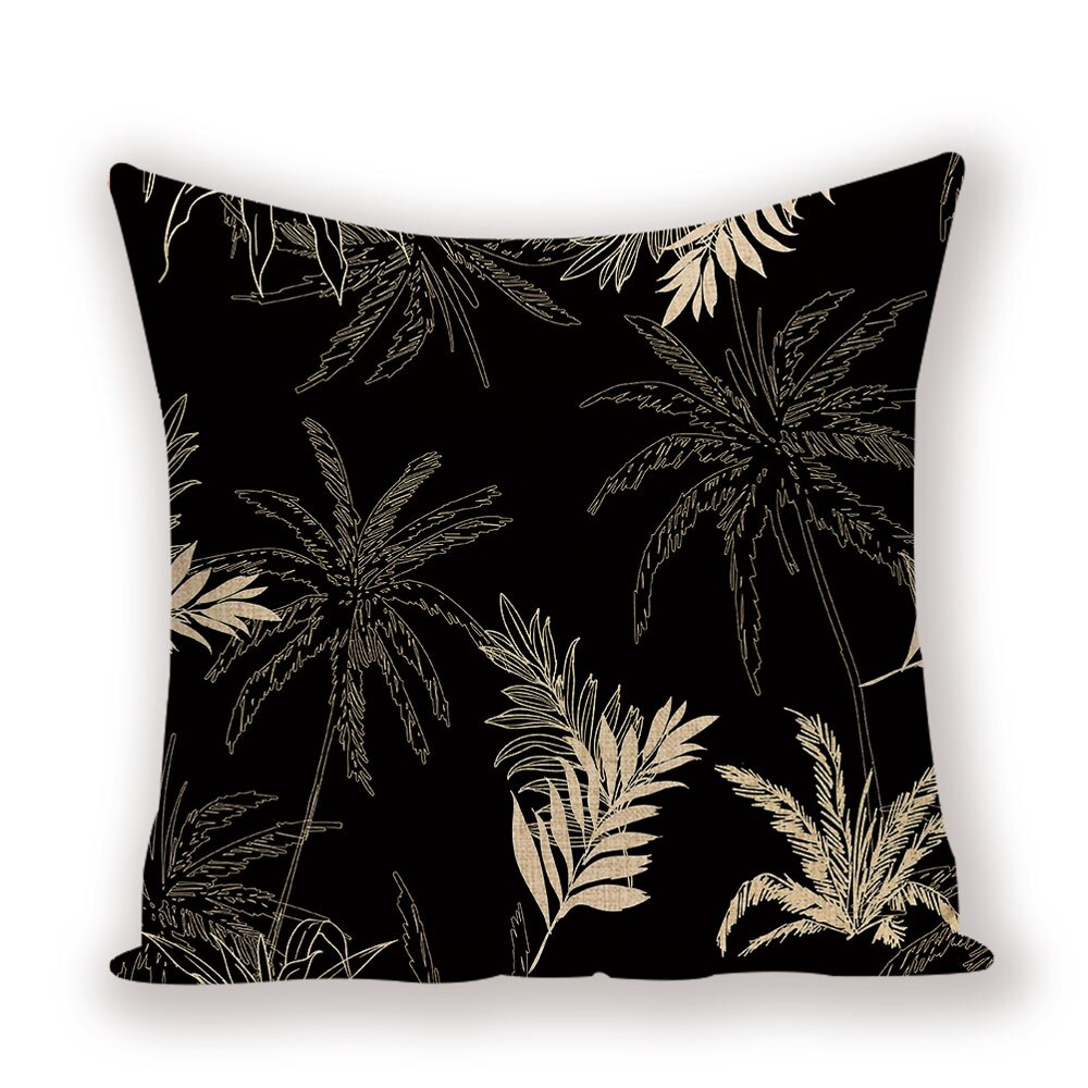 Tropical Leaves Linen Pillowcase (Multi Styles/ Colors)