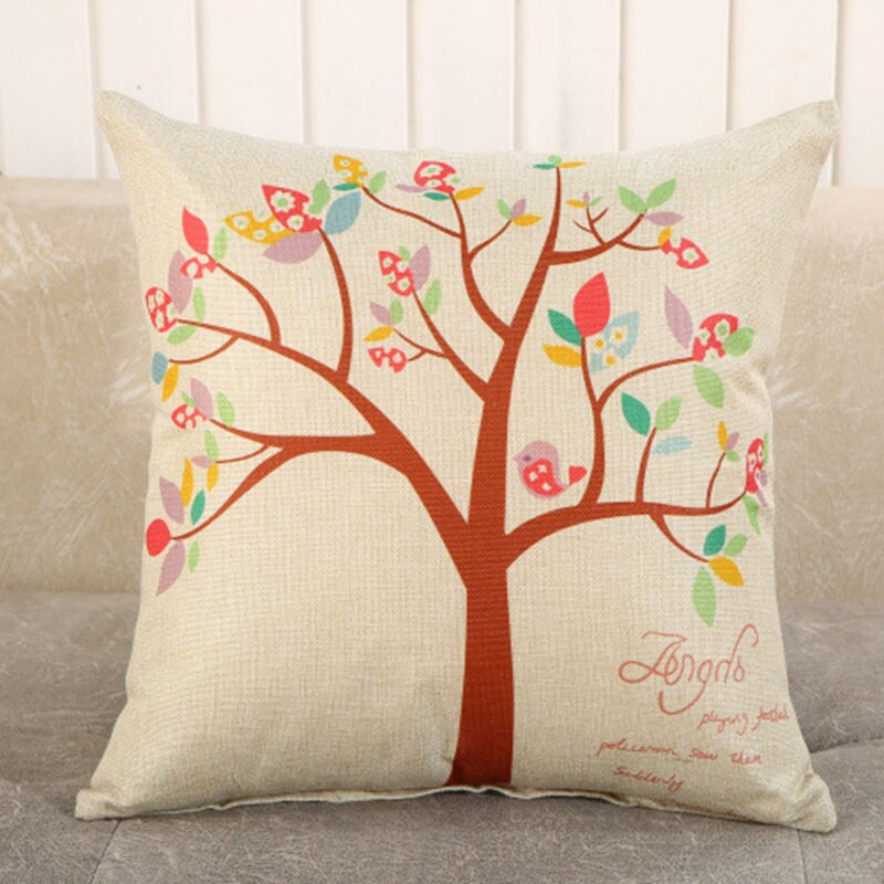 LOVE Happy Tree Printed Linen Pillow Covers (Multi Styles/ Colors)