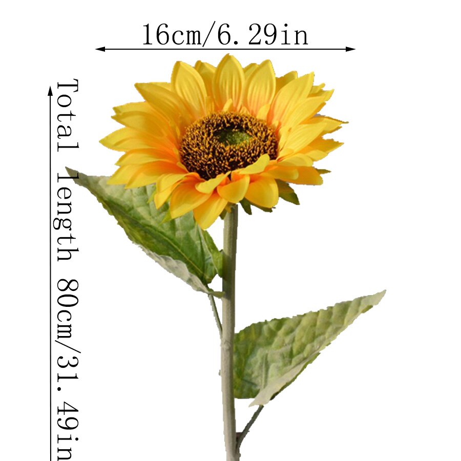 large head silk fake sunflowers artificial flowers decor fabric long branch garden outdoor autumn decoration faux flowers