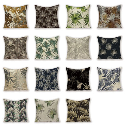 Tropical Leaves Linen Pillowcase (Multi Styles/ Colors)