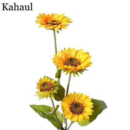 large head silk fake sunflowers artificial flowers decor fabric long branch garden outdoor autumn decoration faux flowers