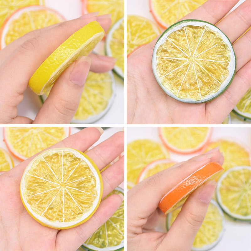 5/10pcs 5cm Artificial Fruit Lemon Slices Fruit