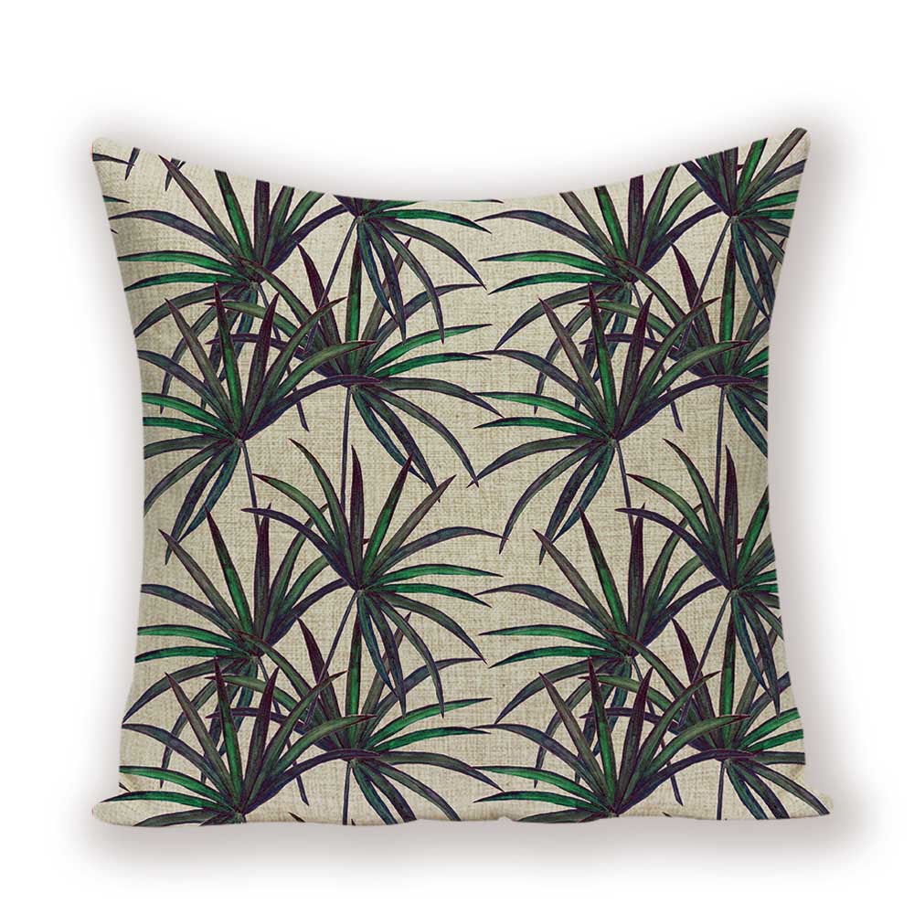 Tropical Leaves Linen Pillowcase (Multi Styles/ Colors)