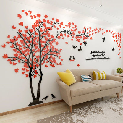 3D Tree Acrylic Mirror Wall Sticker Decals DIY