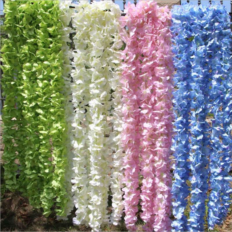 1PCS Artificial Hydrangea Wisteria Flower For DIY Simulation Arch Rattan Wall Hanging Decoration Fake flower