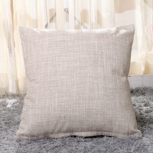 Solid Linen Sofa Waist Cushion Pillowcase (Multi Colors)