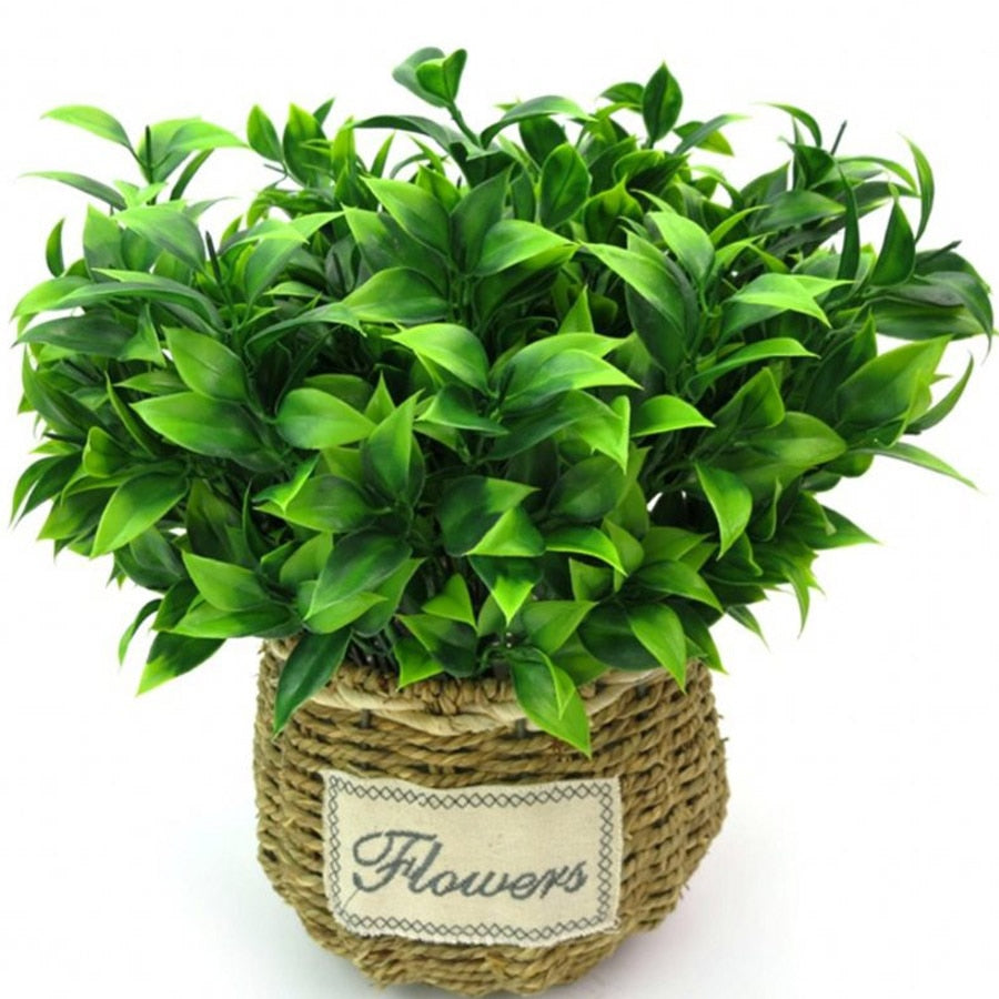 7 branches green artificial plants for garden bushes fake grass eucalyptus orange leaves faux plant for home shop decoration