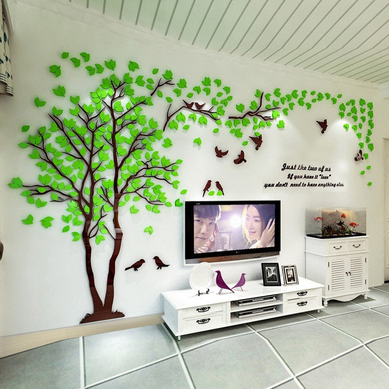 3D Tree Acrylic Mirror Wall Sticker Decals DIY