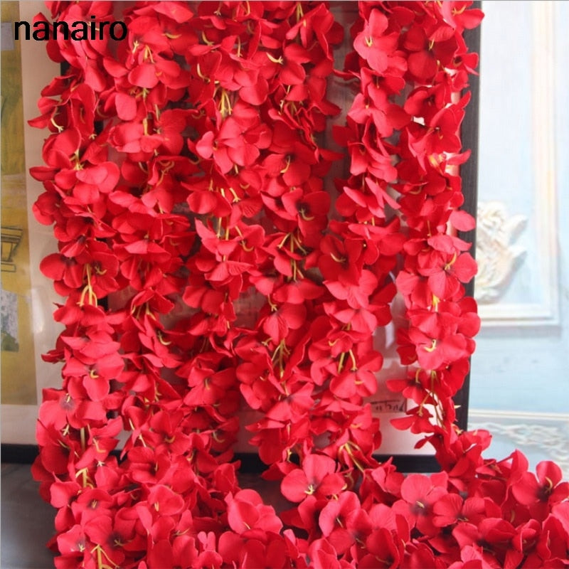 1PCS Artificial Hydrangea Wisteria Flower For DIY Simulation Arch Rattan Wall Hanging Decoration Fake flower