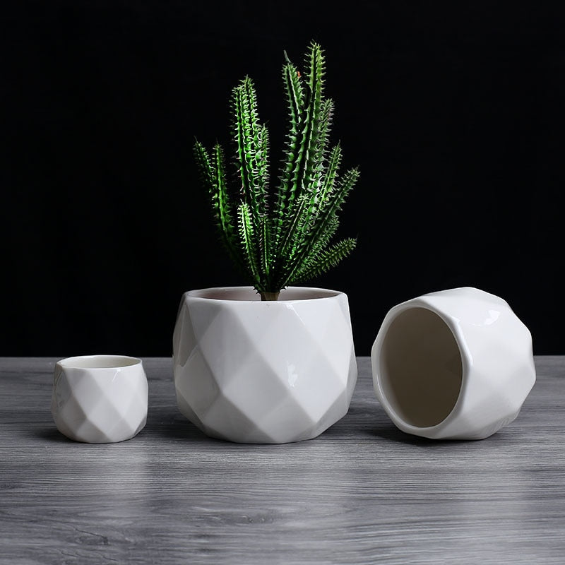 Creative Ceramic Diamond Geometric Flowerpot