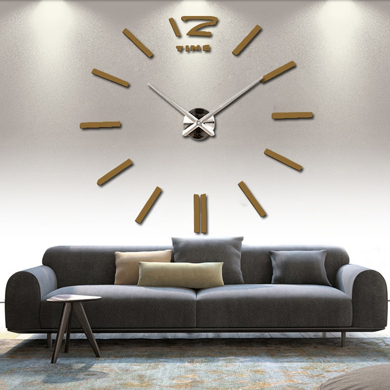 Big Wall Clock 3D Acrylic Mirror Sticker (Multi Colors)