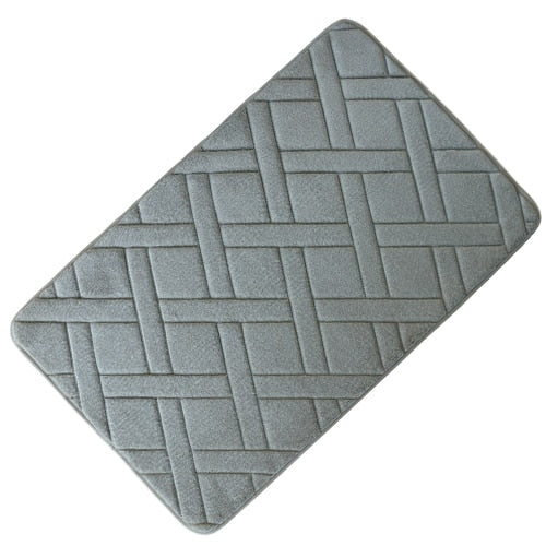 grid Embossing Bath Mat Non-slip Mats sponge Rug polyester fiber