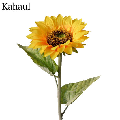 large head silk fake sunflowers artificial flowers decor fabric long branch garden outdoor autumn decoration faux flowers