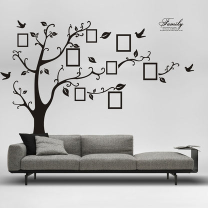 Large 250*180cm/99*71in Black 3D DIY Photo Tree PVC Wall Decals/Adhesive Family Wall Stickers Mural Art