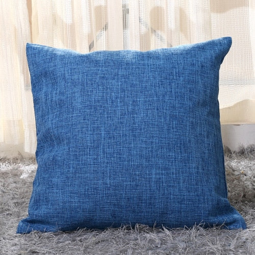 Solid Linen Sofa Waist Cushion Pillowcase (Multi Colors)