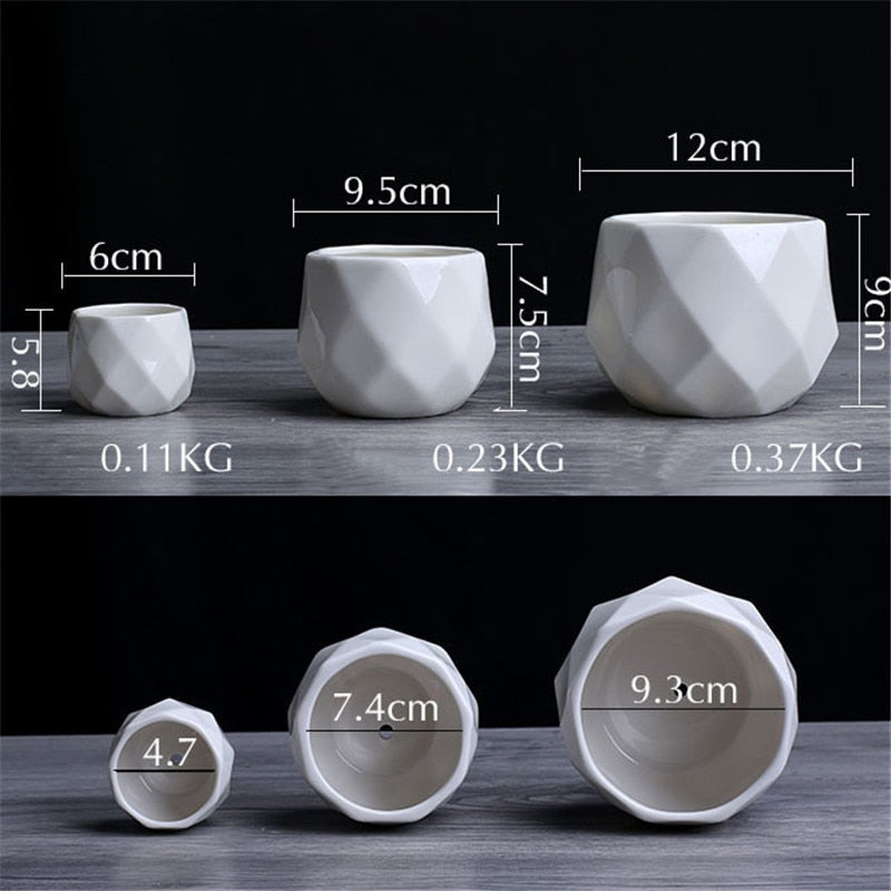 Creative Ceramic Diamond Geometric Flowerpot