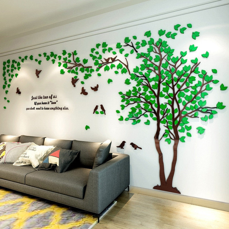 3D Tree Acrylic Mirror Wall Sticker Decals DIY