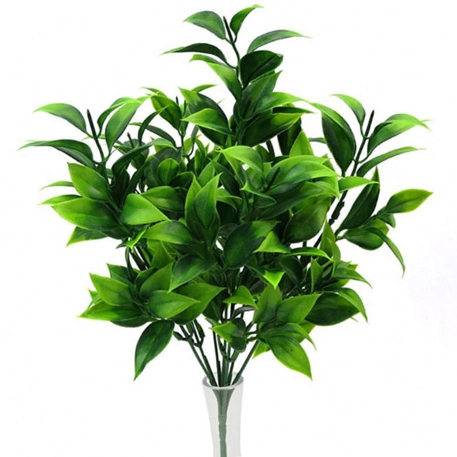 7 branches green artificial plants for garden bushes fake grass eucalyptus orange leaves faux plant for home shop decoration