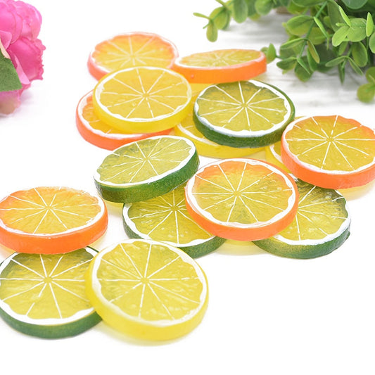 5/10pcs 5cm Artificial Fruit Lemon Slices Fruit