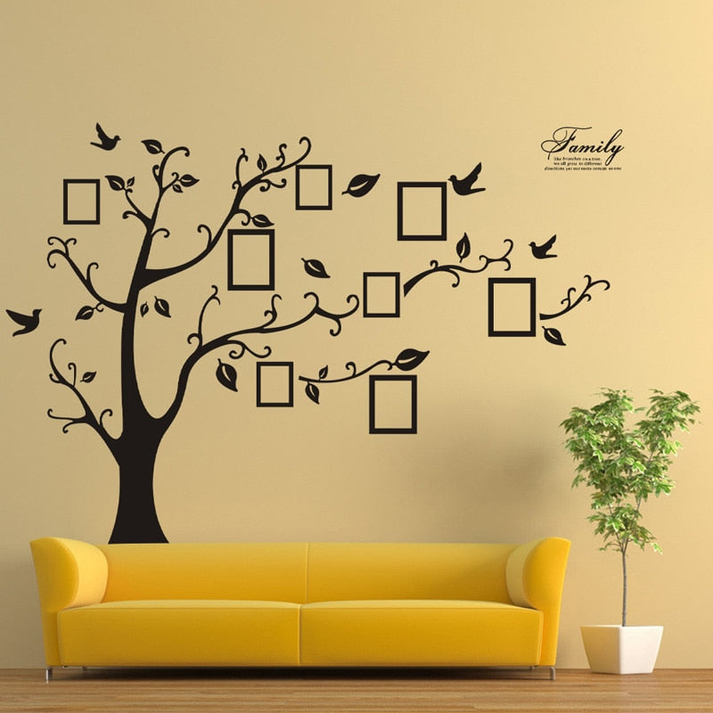 Large 250*180cm/99*71in Black 3D DIY Photo Tree PVC Wall Decals/Adhesive Family Wall Stickers Mural Art