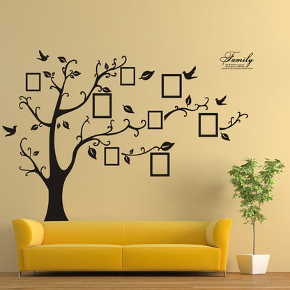 Large 250*180cm/99*71in Black 3D DIY Photo Tree PVC Wall Decals/Adhesive Family Wall Stickers Mural Art