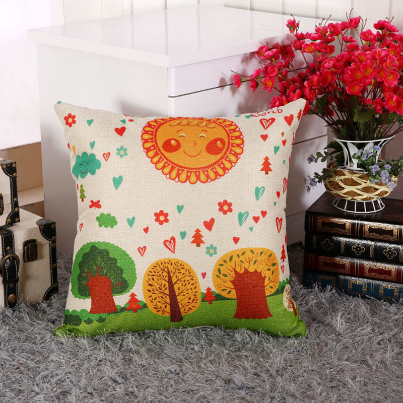 LOVE Happy Tree Printed Linen Pillow Covers (Multi Styles/ Colors)