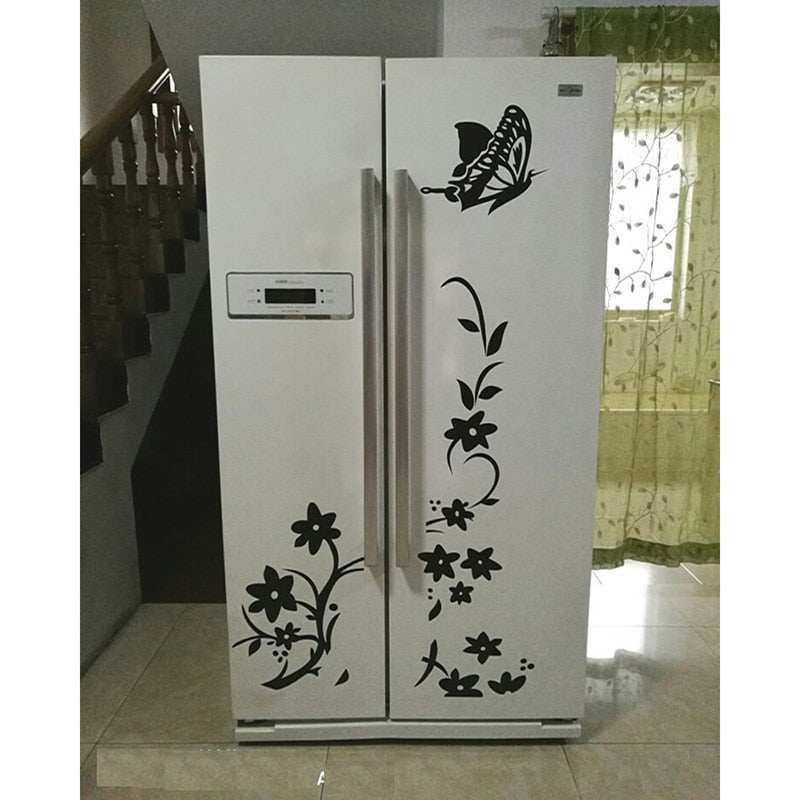 High Quality Creative Refrigerator Black Sticker Butterfly Pattern Wall Stickers Home Decoration Kitchen Wall Art Mural Decor