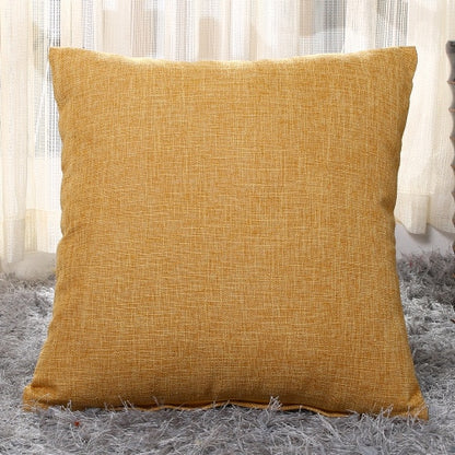 Solid Linen Sofa Waist Cushion Pillowcase (Multi Colors)