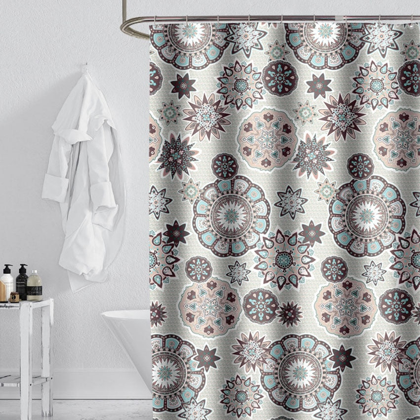 Bohemian Mandala Shower Curtains Bathroom Geometric Waterproof Bath Curtain Bathtub Bathing Cover Extra Large Wide 12 Hooks