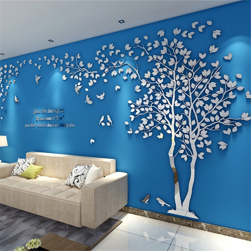 3D Tree Acrylic Mirror Wall Sticker Decals DIY