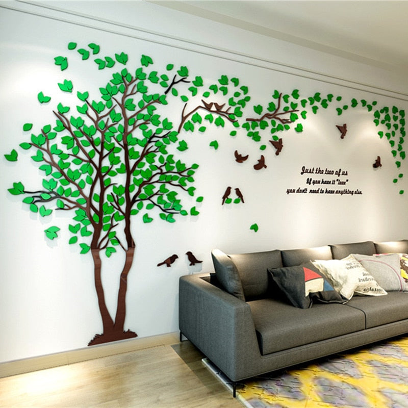 3D Tree Acrylic Mirror Wall Sticker Decals DIY