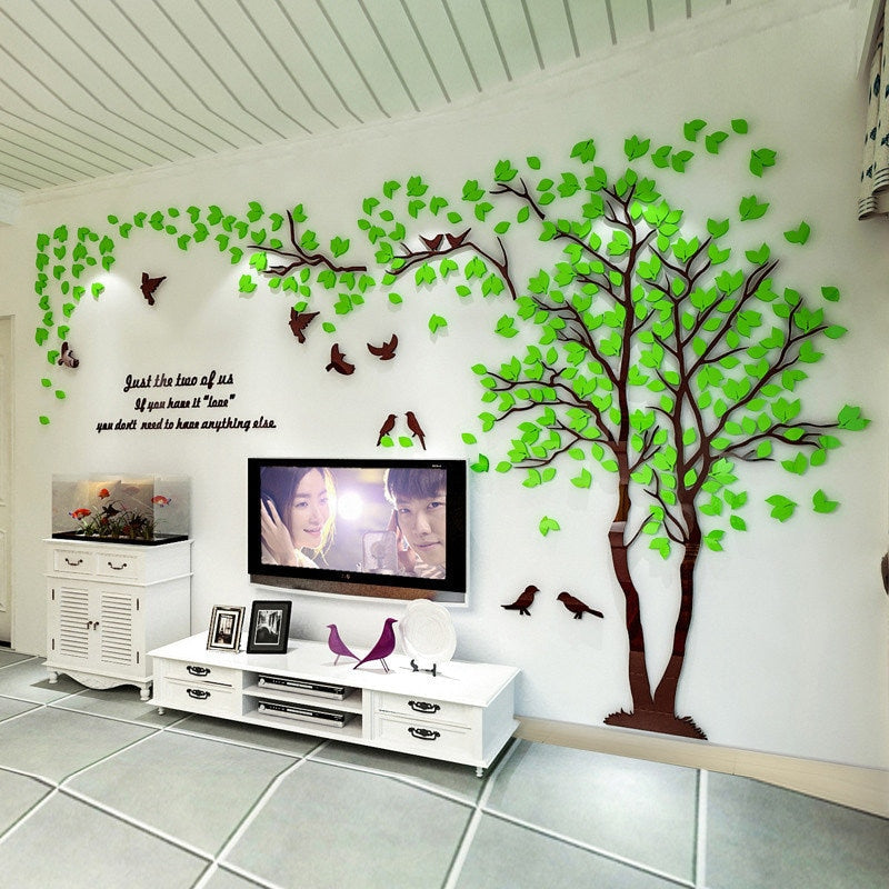 3D Tree Acrylic Mirror Wall Sticker Decals DIY