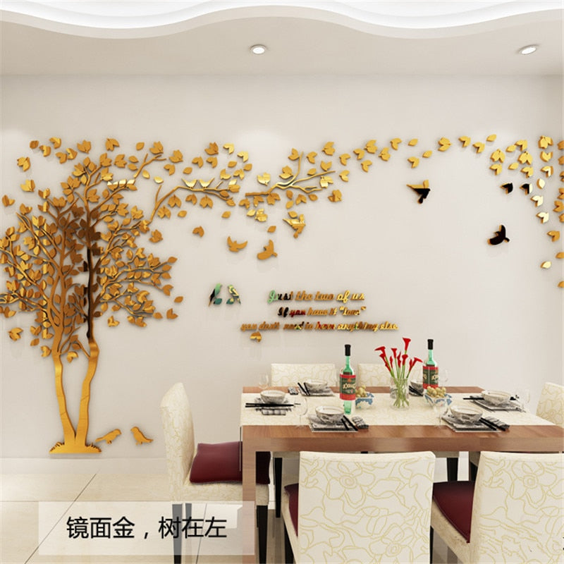 3D Tree Acrylic Mirror Wall Sticker Decals DIY