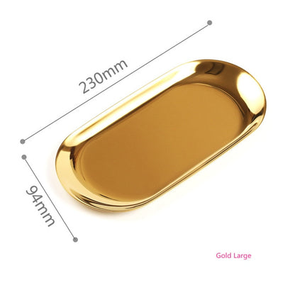 The Nordic Ins Gold Oval European Style Jewelry Tray Stainless Steel Plate Metal Desktop Receive Dish