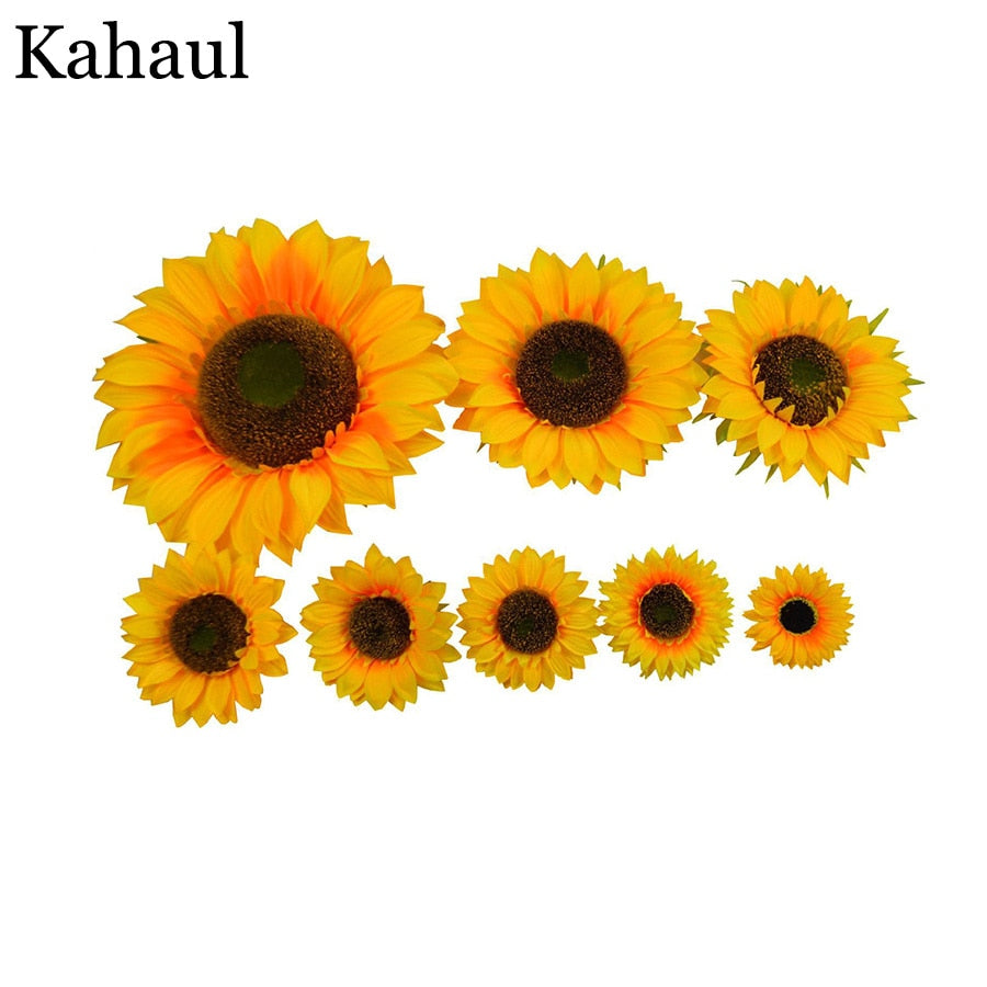 large head silk fake sunflowers artificial flowers decor fabric long branch garden outdoor autumn decoration faux flowers