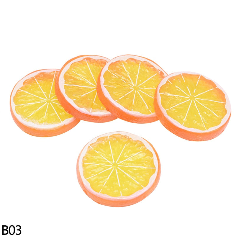 5/10pcs 5cm Artificial Fruit Lemon Slices Fruit