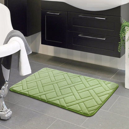 grid Embossing Bath Mat Non-slip Mats sponge Rug polyester fiber