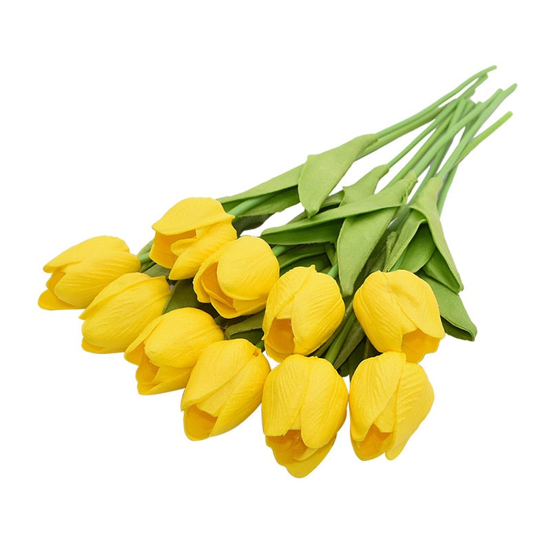 10PCS Tulip Artificial Flower Real Touch Artificial Bouquet PE Fake Flower