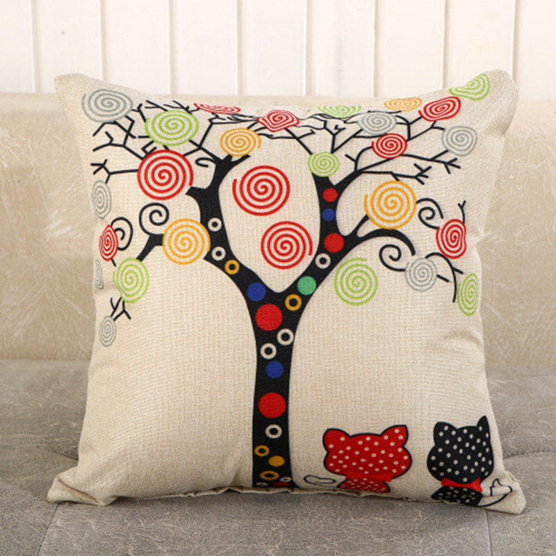 LOVE Happy Tree Printed Linen Pillow Covers (Multi Styles/ Colors)