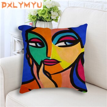 Exaggerated Woman Oil Painting Cotton Linen Pillowcase (Multi Styles/ Colors)