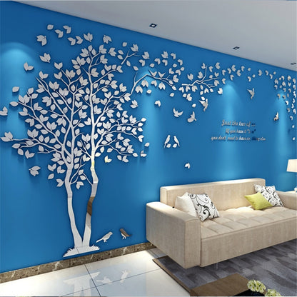 3D Tree Acrylic Mirror Wall Sticker Decals DIY