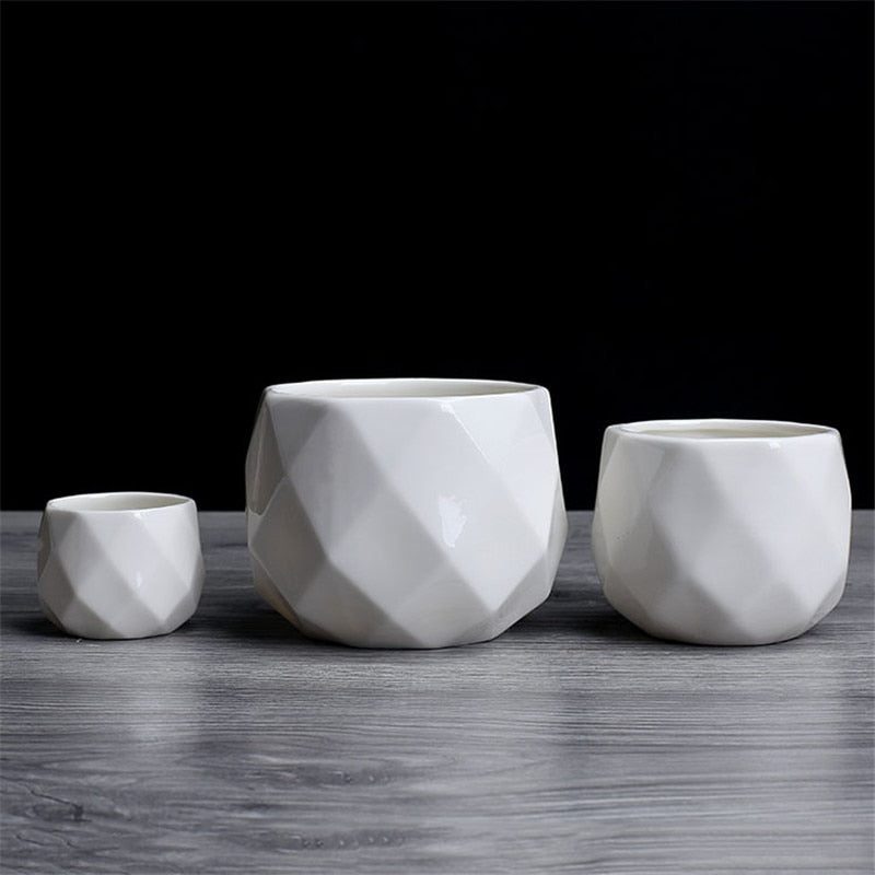 Creative Ceramic Diamond Geometric Flowerpot