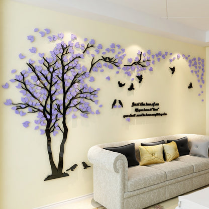 3D Tree Acrylic Mirror Wall Sticker Decals DIY