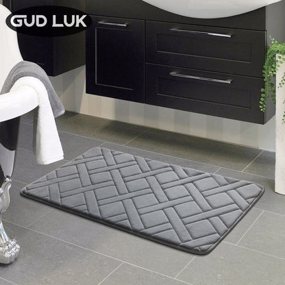 grid Embossing Bath Mat Non-slip Mats sponge Rug polyester fiber